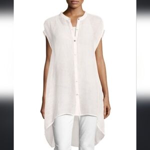 Eileen Fisher Fishnet Organic Linen High Low Tunic size XS/S Light Pink